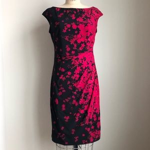 Red & Black Floral Dress • Size M